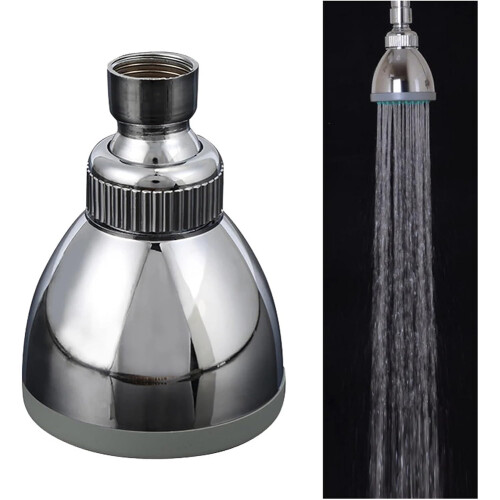 Shower Head Adjustable ABS Plastic Rotating Round Top Plating Power Replacement 2