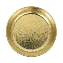 Stainless Steel Serving Plate Hammered Finish Gold 25X25X3.5 CM For Fruits Noodles BBQ
