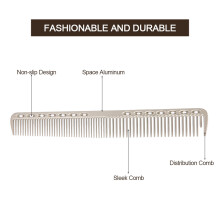 Professional Aluminum Hair Comb | Anti-Static, Silver, 21cm Lightweight