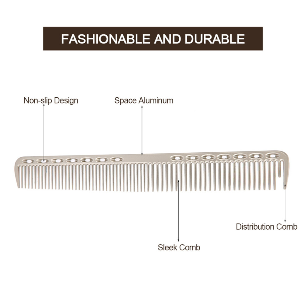 Professional Aluminum Hair Comb | Anti-Static, Silver, 21cm Lightweight