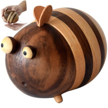 Wooden Bee Toothpick Holder Toothpick Dispenser Bee Pattern Natural Wood Kitchen Decor Compact Size