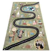 Carpet FUN Route for children, street, animals green 160x220 cm