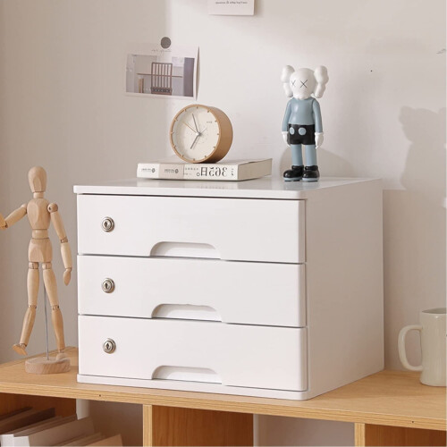 Desktop Organizer Storage Box Solid Wood File Cabinet With Lock ...
