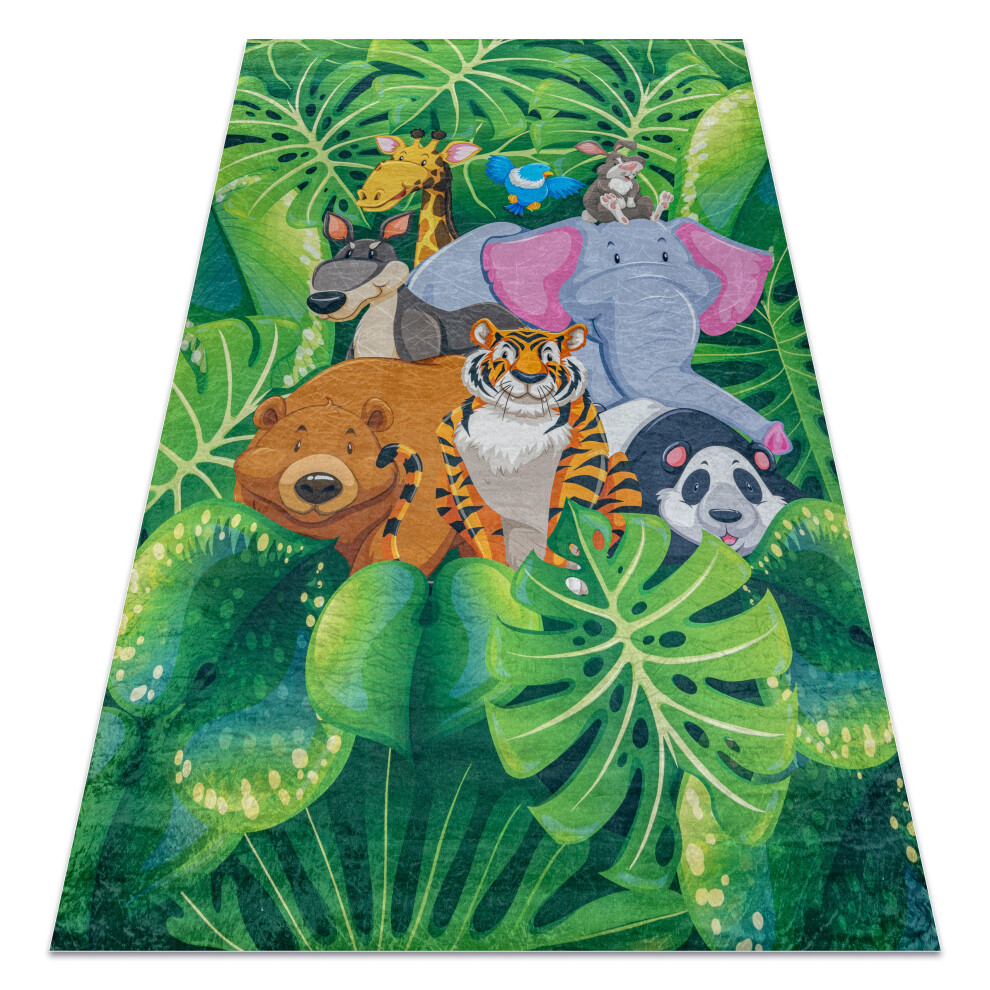 Bambino 2651 Washing Carpet Animals, Jungle For Children Anti-Slip - / Brown 140X200 Cm Green Rugsx