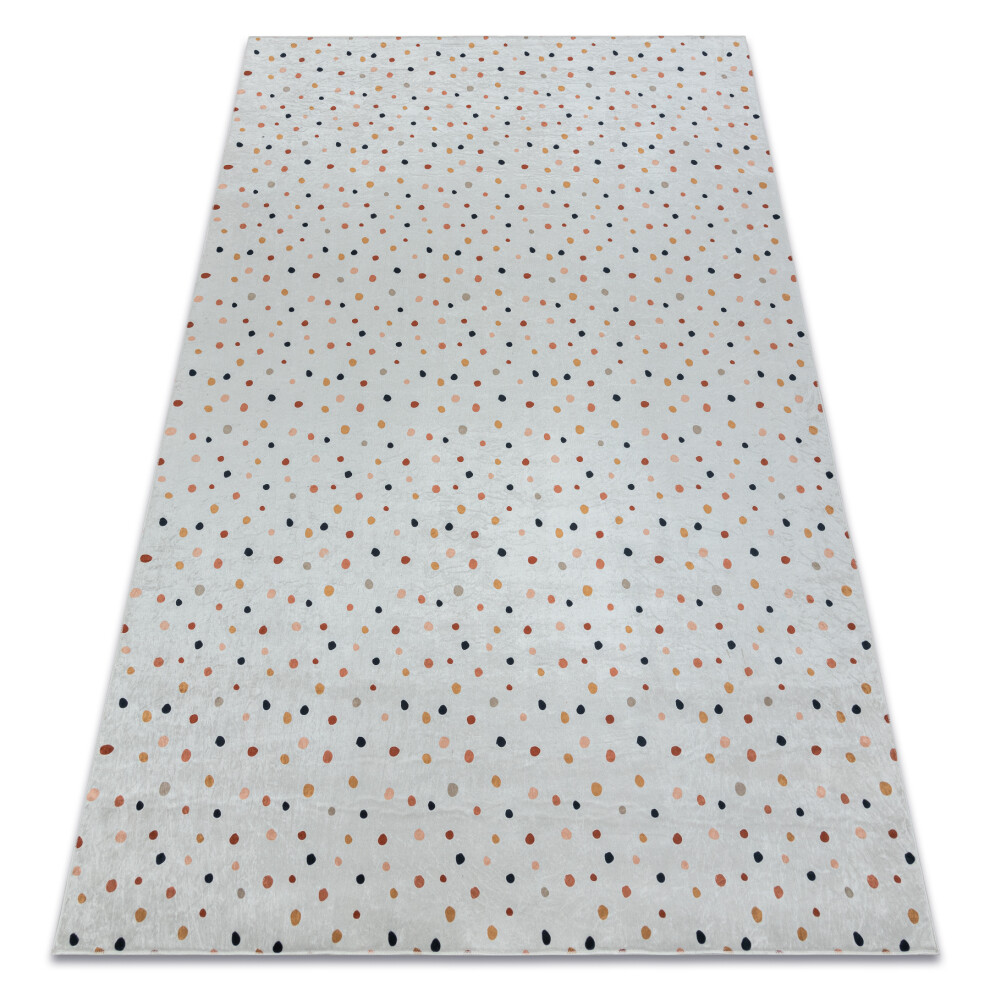 Bambino 47890 Washing Carpet Dots For Children Anti-Slip - / Brown 80X150 Cm White Rugsx