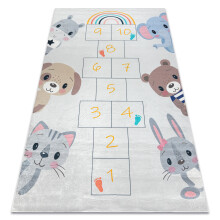 BAMBINO 43092 Tapete Animais, números para crianças antiderrapante - cinzento / amarelo 140x200 cm