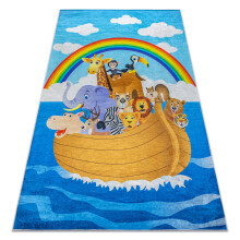 BAMBINO 2685 covor lavabil Animale, Barcă pentru copii anti-alunecare - albastru / maro 160x220 cm