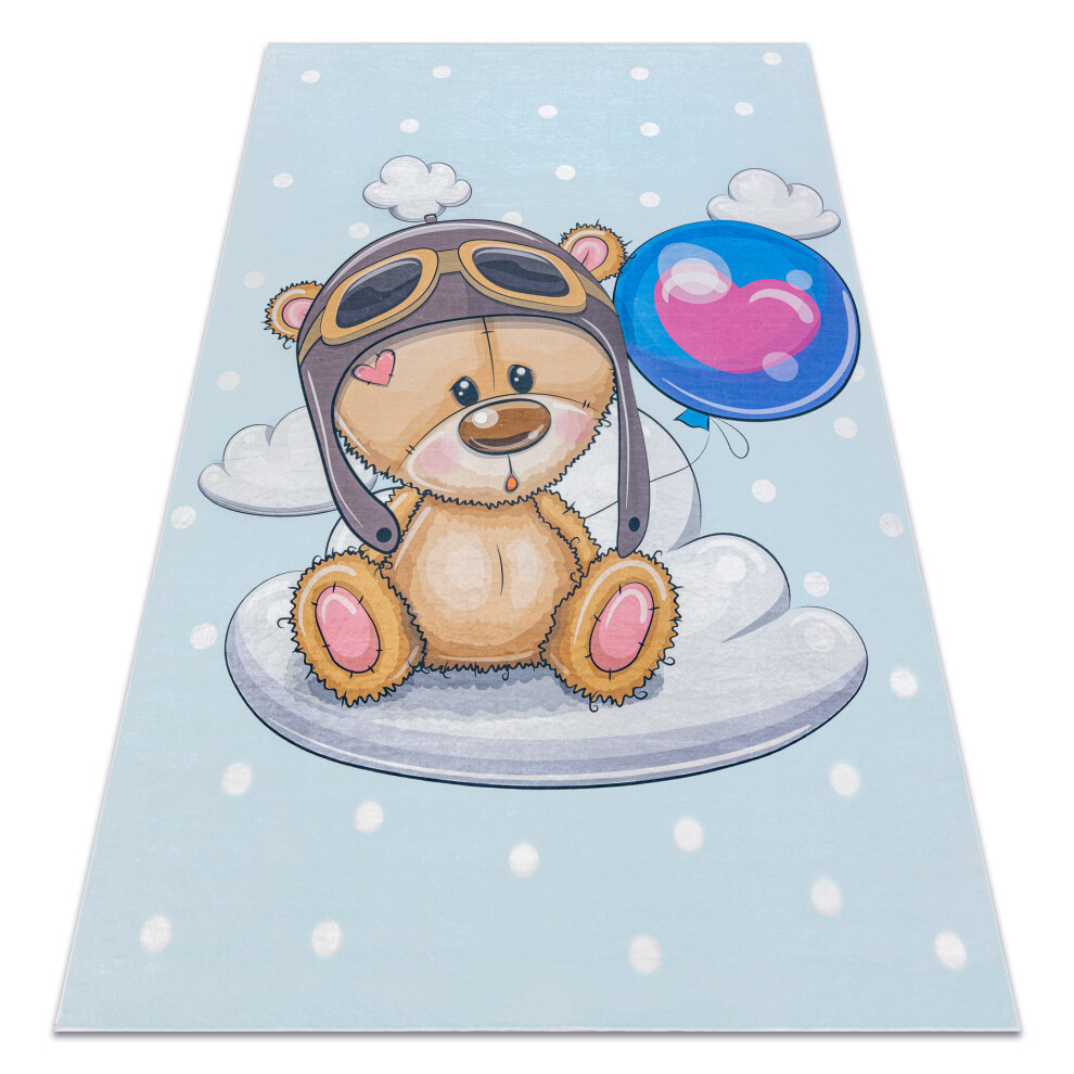 Bambino 43030 Washing Carpet Teddy Bear, Pilot For Children Anti-Slip - / Brown 160X220 Cm Blue Rugsx