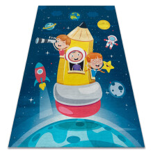 BAMBINO 42810 Tapete Foguete, planetas para crianças antiderrapante - azul / castanho 160x220 cm