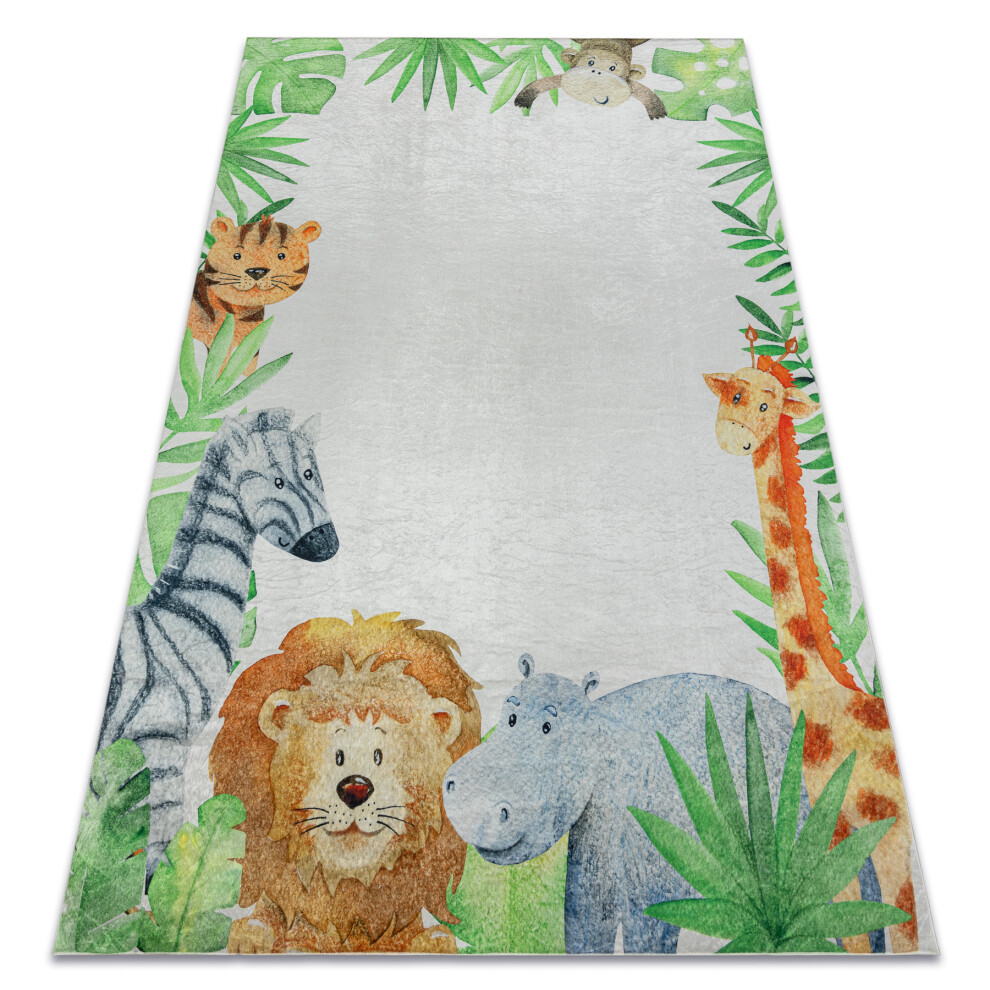 Bambino 54090 Washing Carpet Animals, Africa For Children Anti-Slip - / Green 120X170 Cm White Rugsx