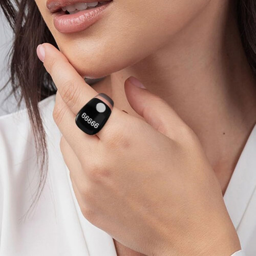 LCD Display Ring Counter With Counting, Self-Locking Function, Adjustable Comfort Fit, Black 1