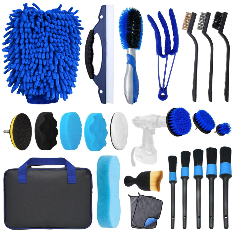 Car Cleaning Kit 24-Piece Detailing Kit Professional Car Detailing Brush Set Interior Exterior Leather Dashboard Vents 9354506920449