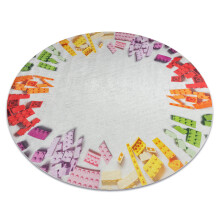 BAMBINO 38480 rotund covor lavabil Kit de construcție pentru copii anti-alunecare - gri / galben cerc 80 cm
