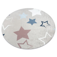 BAMBINO 48130 redondo Tapete Estrelas para crianças antiderrapante - bege / cinzento círculo 80 cm