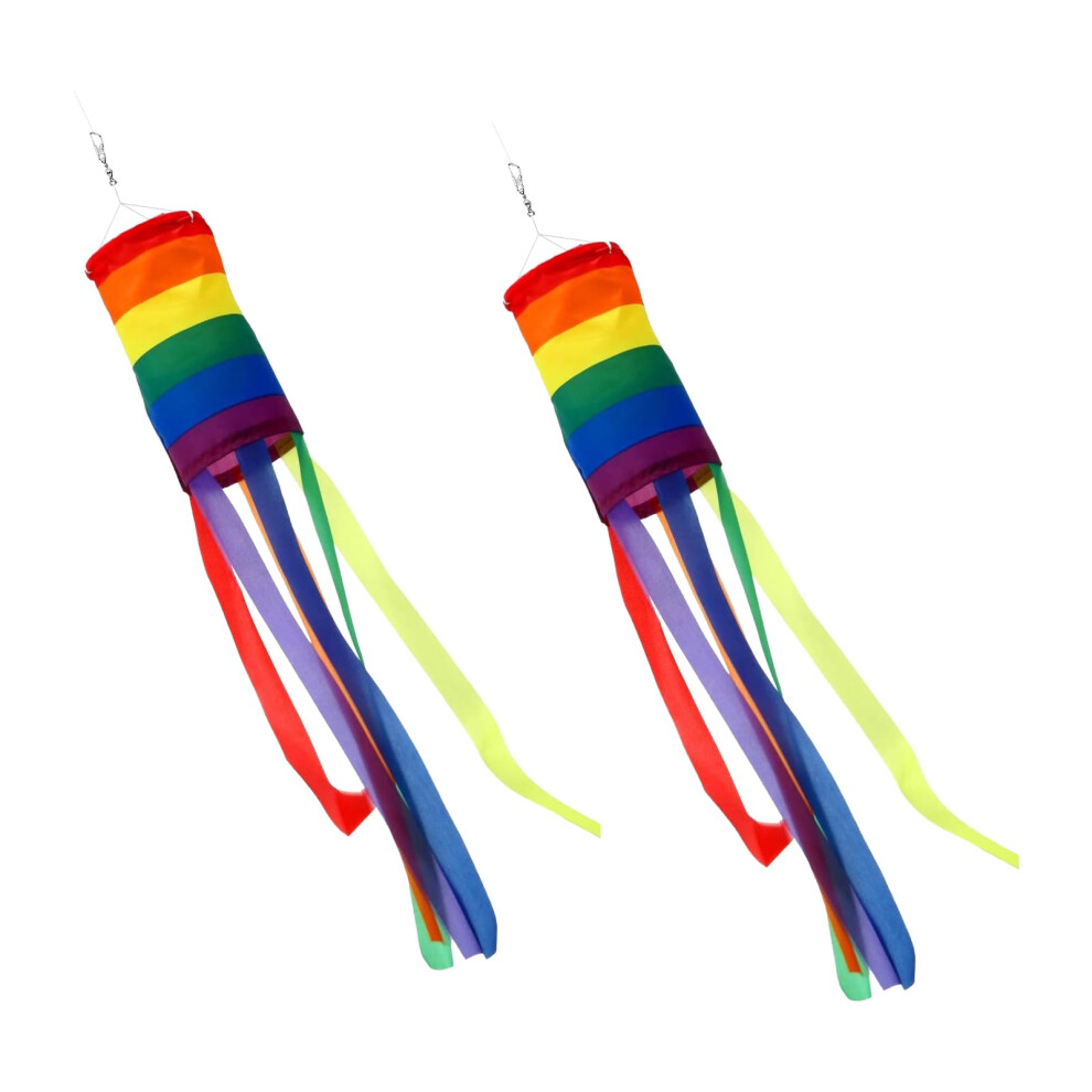 Rainbow Windsock 2-Pack, 39-Inch Colorful Outdoor Wind Sock, UV Resistant and Weatherproof for Garden and Backyard