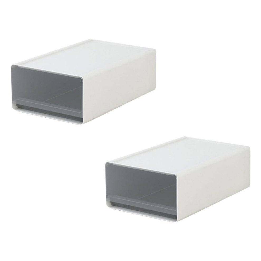 2pcs Desktop Storage Drawer Cosmetics Organizer Office Supplies White Stackable Storage Box For Files And Stationery-image-OPC-PKQYRZ5-NEW