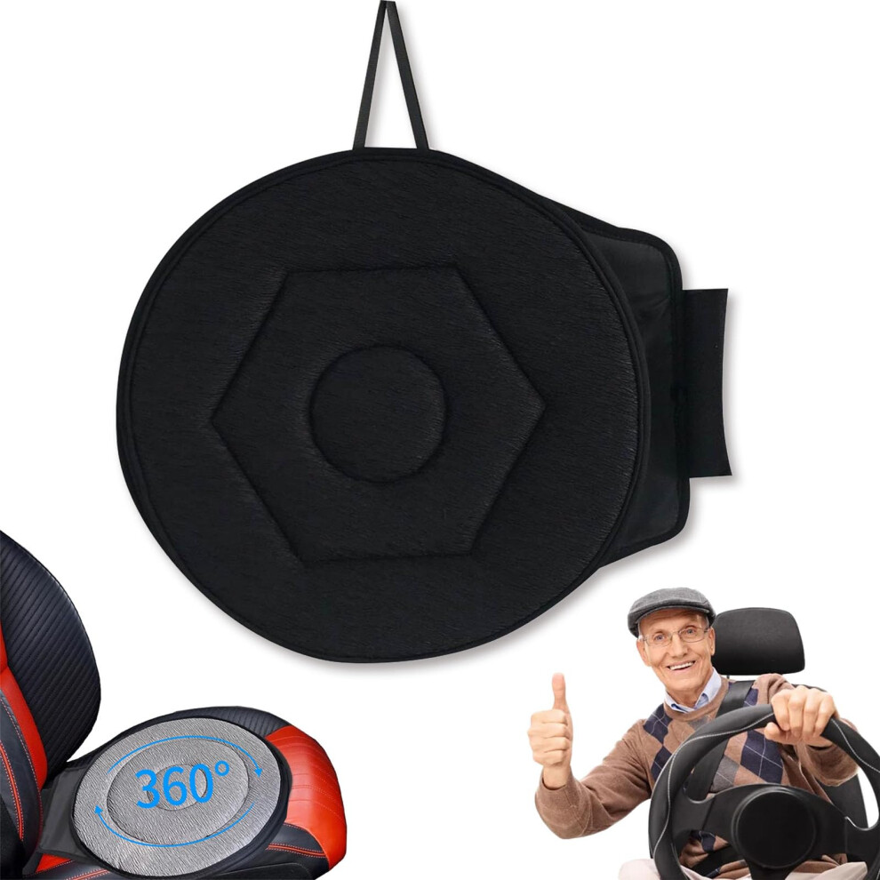 Black 360 Rotating Seat Cushion For Car Type A Car Seat Swivel Cushion 360-Degree Rotation Elderly Mobility Aid
