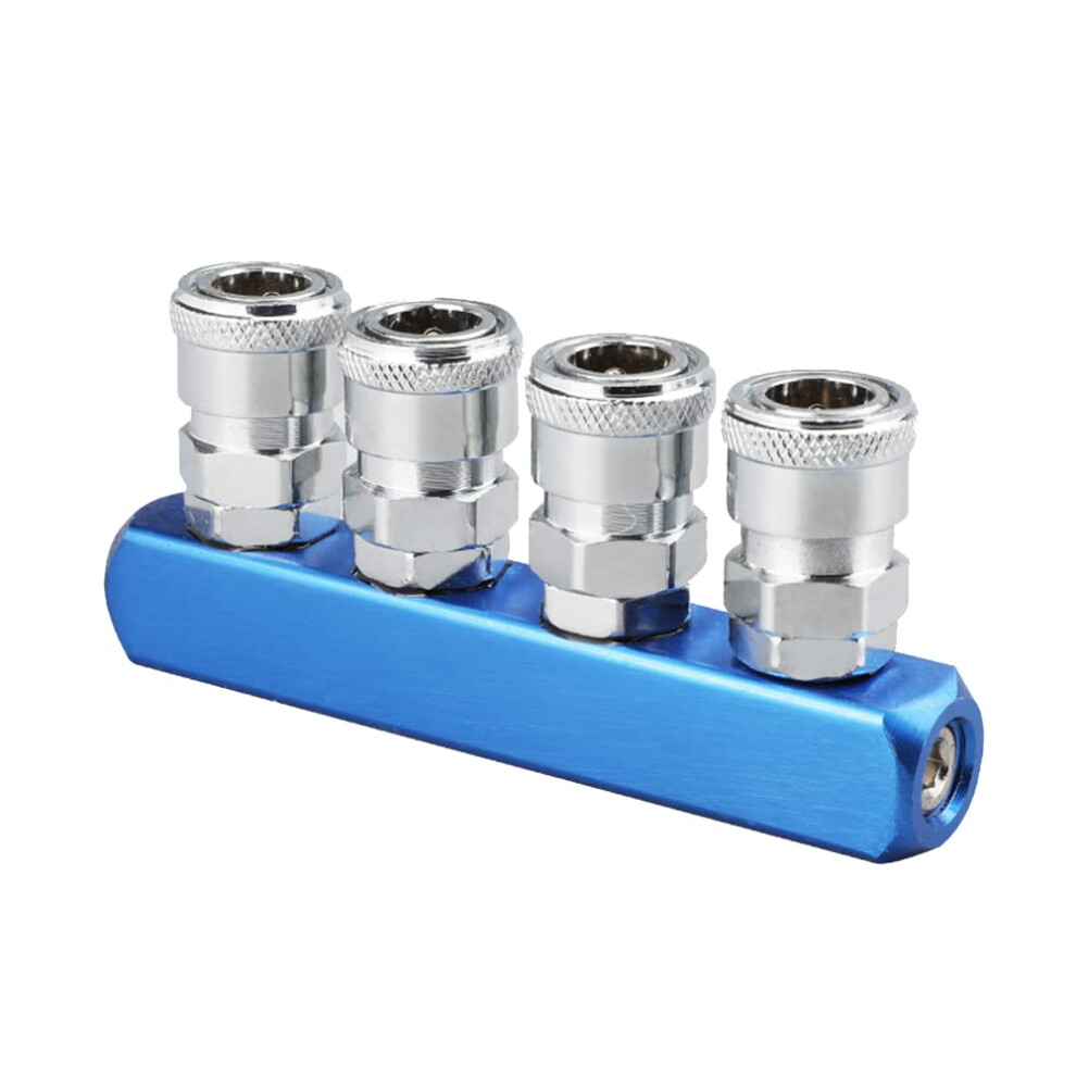 Coupler Pneumatic Distributor 4-Way Air Hose Quick Connect Coupling 1/4 Thread 9084446085617