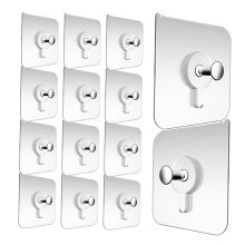 Transparent Adhesive Hooks For Walls No Damage Photo Hangers Easy Install 30-Pack Clear For Tile And Smooth Surfaces