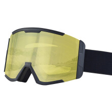 Ski Goggles Unisex Snowboard UV Protection Anti-Fog Large Vision Adjustable Strap Black Frame Yellow Lens Size Large