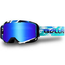 Ski/Snowboard Goggles OTG Glasses, Unisex For Men Women Youth, 100% UV Protection, Anti-Fog, Blue Frame