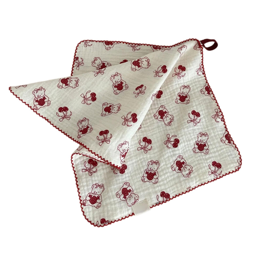 Cotton Wash Cloths For Children 4-Layer, Super Absorbent Toddler Face Towels, Gentle Infant Washcloths Strawberry Bear