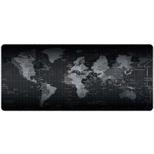 Gaming mouse pad with world map, large mouse pad, non-slip rubber base, 3008002mm, black