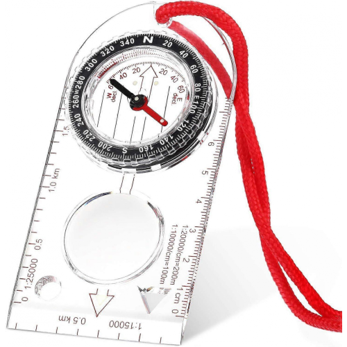 Navigation Compass with Adjustable Declination for Map Reading, Expedition, Hiking, Orienteering and Survival (1 Piece)