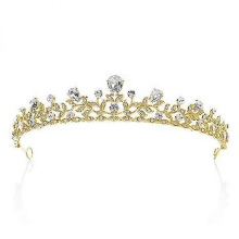 Kristallen bruidskroon en bruidsmeisjes tiara - prinsessen tiara tiara met gala-kroon, bruidshaaraccessoires voor dames en meisjes, goud