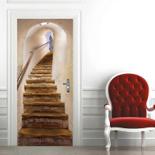 3D Stairs Art Door Sticker for Bedroom Livingroom Bathroom, Wall Decal Self-Adhesive Waterproof Removable Door Murals Wallpaper Home Decoration 30.3