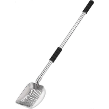 Metal Cat Litter Scoop with Deep Shovel&Long Handle,Detachable Stainless Steel Non-Stick Litter Sifter with Foam Padded Grip,(Silver Shovel)15*40*5cm