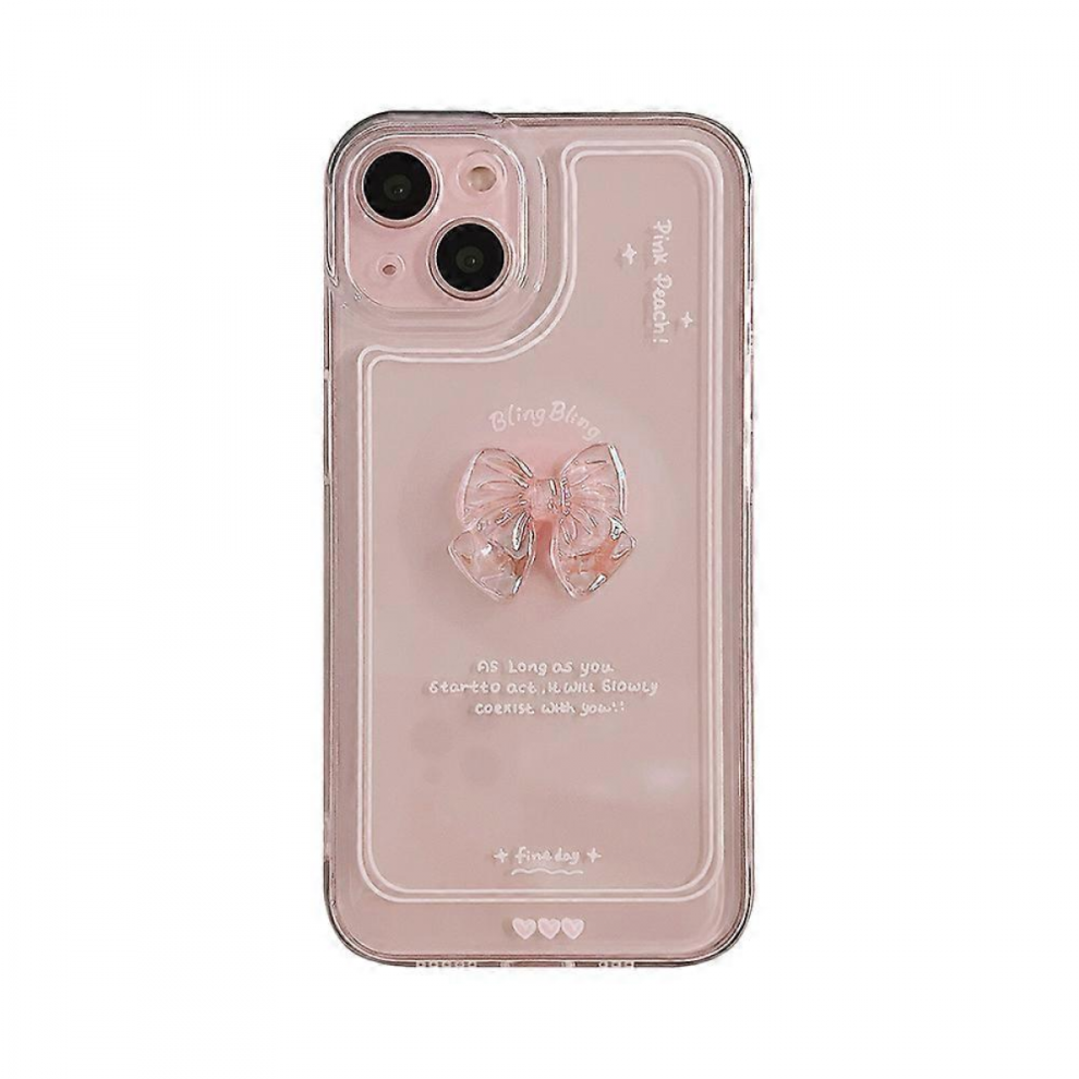 Compatible For Iphone 13 Cute 3D Bowknot Slim Clear Aesthetic Design Women Teen Girls Camera Lens Protection Phone Cases Cover Pink 9022594172650