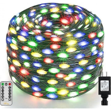 Christmas Lights Outdoor-200LED 72 feet long plug-in green wire Christmas tree lights with remote control-IP67 waterproof 8 flashing modes with timer