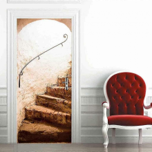 Door Stickers, 3D Interior Bedroom Decoration Spiral Staircase Vintage Waterproof Removable Wall Sticker for Adult Kids Bathroom Poster Decoratio