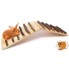 Rabbits Wood Bridge Guinea Pig Climbing Ladder Natural Ramp Ladder Rat Toy Cage Habitat Accessories for Bunny Hamsters Chinchilla Hedgehog 15*30cm