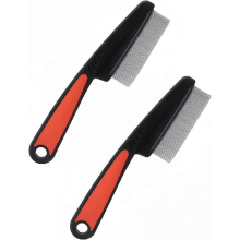 Pack Professional Flea Comb for Dogs and Cats - Flea Comb - Dust Comb - Coarse and Fine Teeth