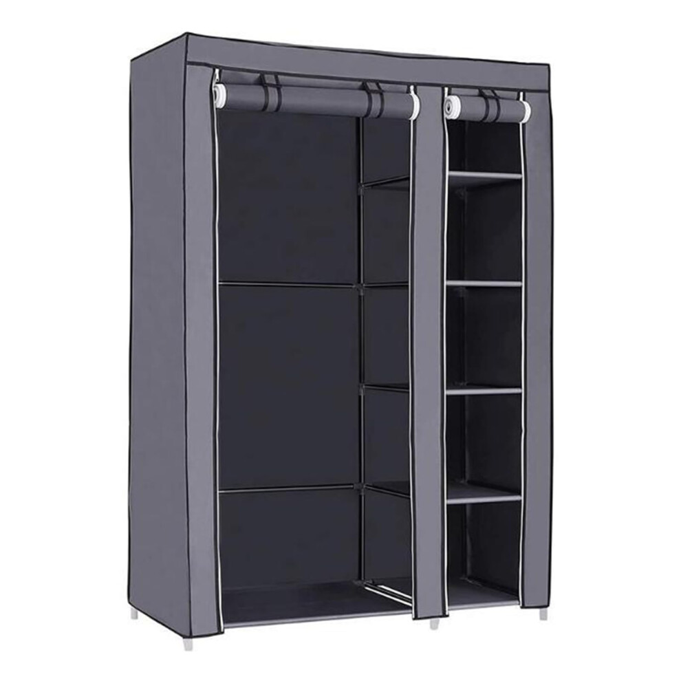Portable Canvas Wardrobe Metal Frame Alloy Ferrule Grey Fabric Closet Easy Assembly Versatile Storage Shelves Bedroom-image-OPC-PKQZ6WY-NEW