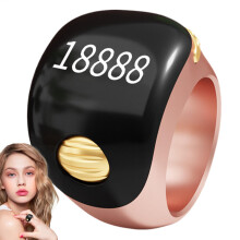 Counter Ring 5-Digit Finger Counter With Electronic Display - Portable Tool, Rotating Tasbeeh For Meditation, Rose Gold