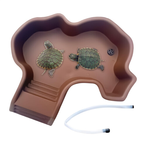 Reptile Pool | Turtle Bath Pool With Ramp | Easy-Clean Food Feeder ...
