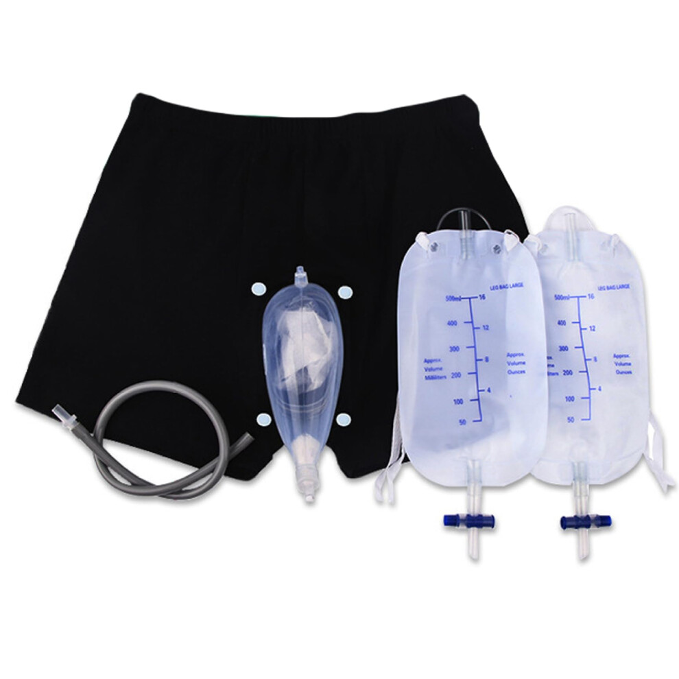 Men's Incontinence Briefs Leakproof Underwear Detachable Urinal With Urine Leg Bag And Silicone Urine Catheter L Large