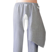 Unisex Patient Pants Front-Cover Trousers, Incontinence Pants For Disability & Elderly Surgery Patients, Grey XXXL