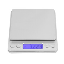 500g/0,01g Präzisions-Edelstahl-Miniküchenwaage, Blau beleuchtetes LCD