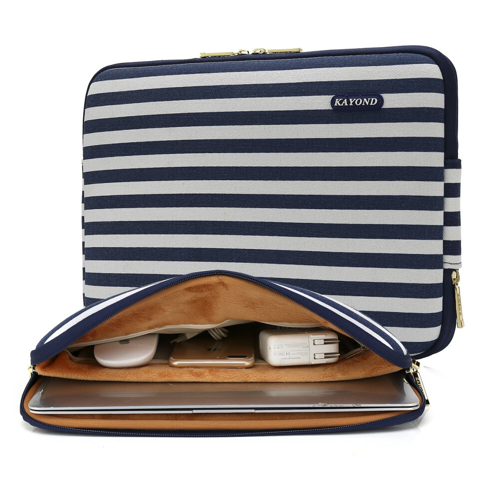 Laptop Sleeve Canvas Water-Resistant 15-15.6 Inch With Pocket For Macbook Pro 15.4 Stripes Blue 9354506927165