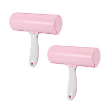 Pet Hair Lint Roller 2-Pack With Clamshell Cover For Clothes, Furniture And Carpet Pink