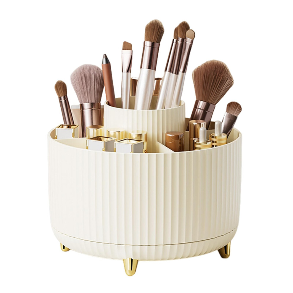 Cream Makeup Perfume Organizer Tray Sturdy Plastic 360 Degree Rotatable Cosmetic Storage Box Large Capacity Compartments