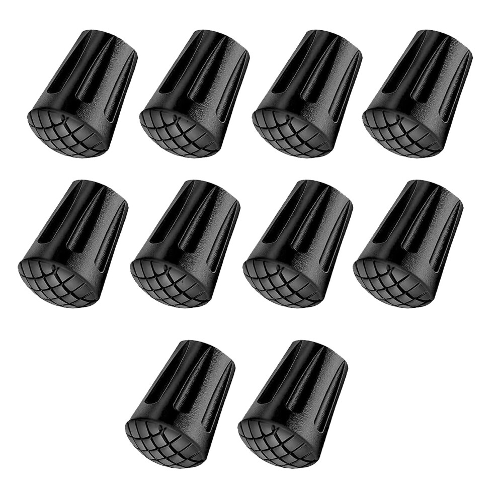 Black Walking Stick Rubber Tips 11Mm 10Pcs Replacement Tips And Protectors, Shock Absorption Ferrules For Hiking Camping