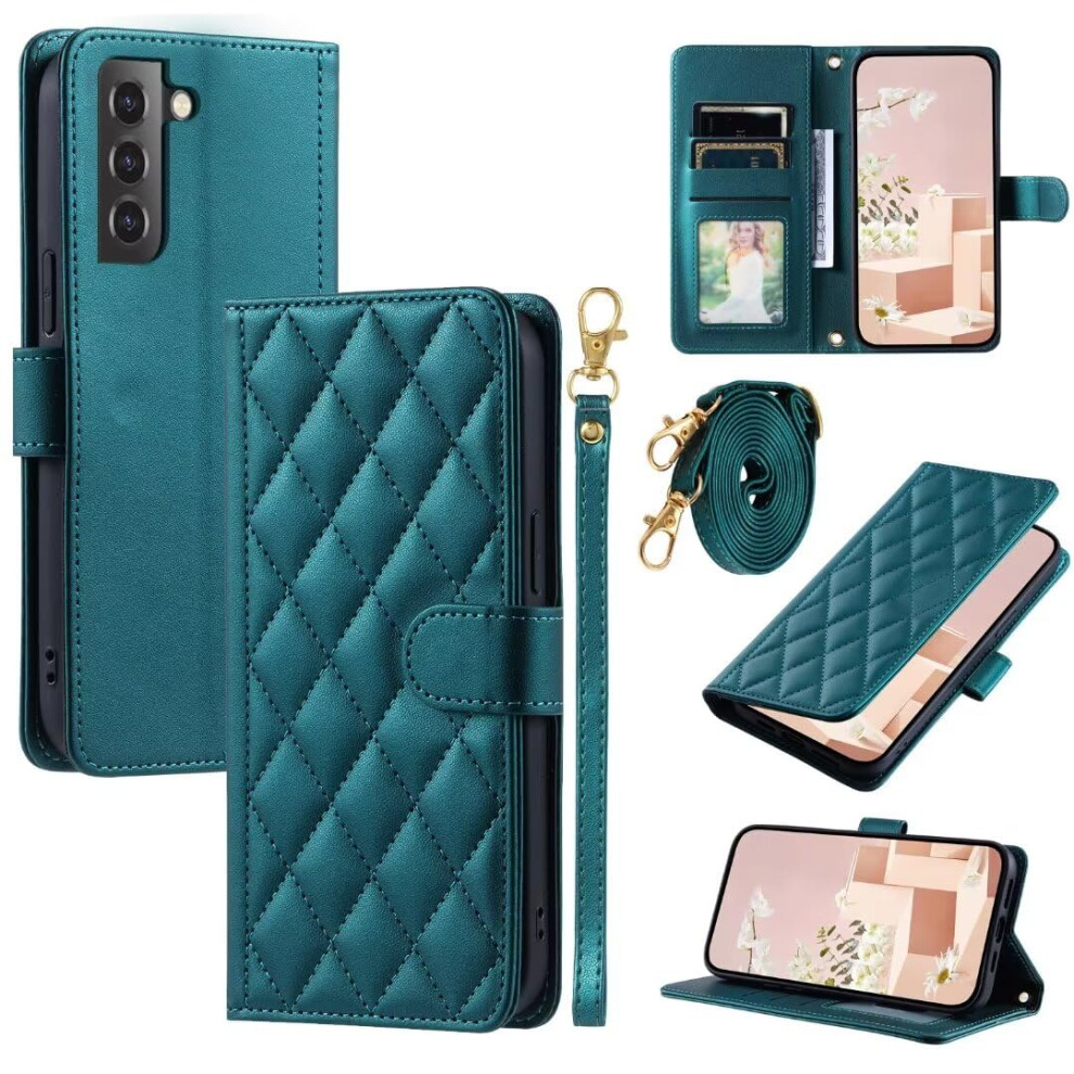 Case For Sony Xperia 1 With Card Holder And Lanyard Pu Leather Crossbody Wallet Kickstand Magnetic Closure Shockproof Green 9393856970117