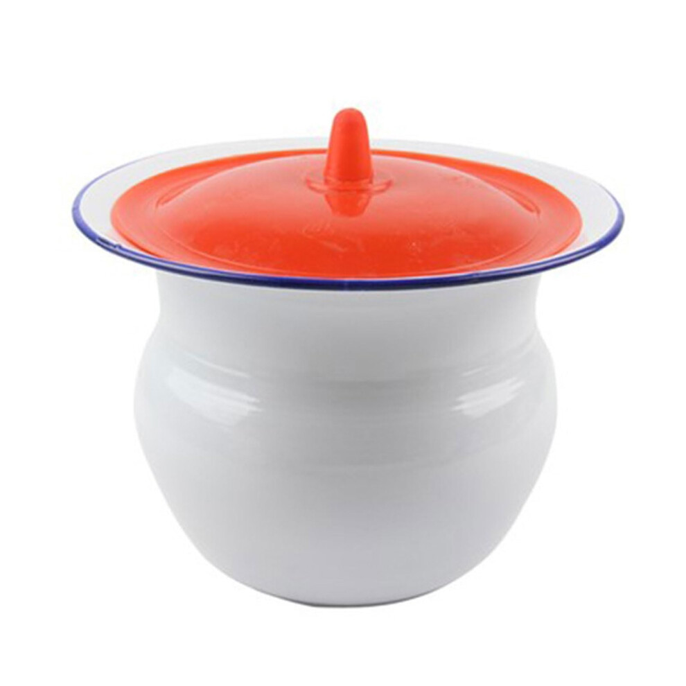 Portable Toilet With Enamelled Steel Chamber Pot, Bedpan With Lids, Unisex Spittoon Style For Pregnant Women And Elderly