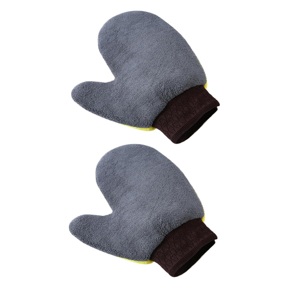 Car Wash Gloves Fleece 2-Pack, Scratch-Free Waterproof, Non-Slip Detailing Mitts For Auto Cleaning Coral 9354506929138