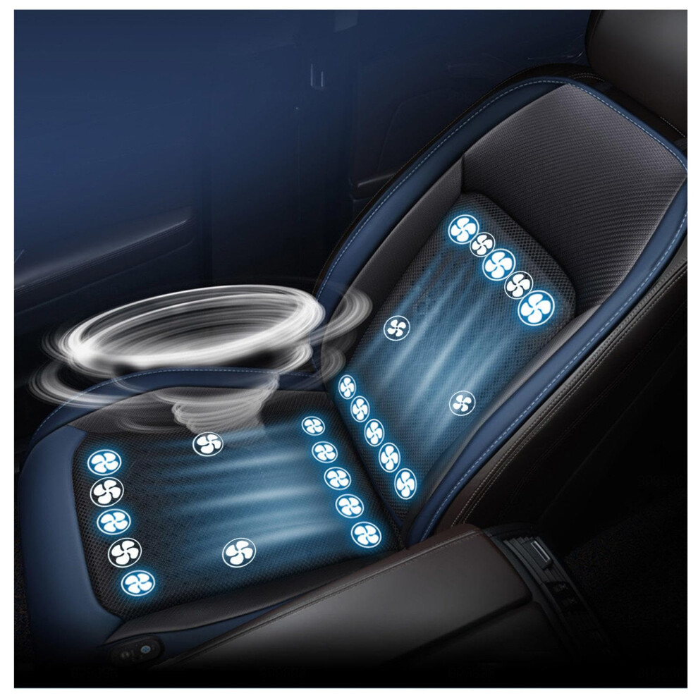 Ventilated Car Seat Cover 12V-24V Compatible, 24 Turbo Fans, 3 Cooling Speeds, Fits Cars, Suvs, Sedans, Trucks Blue 9393856970797
